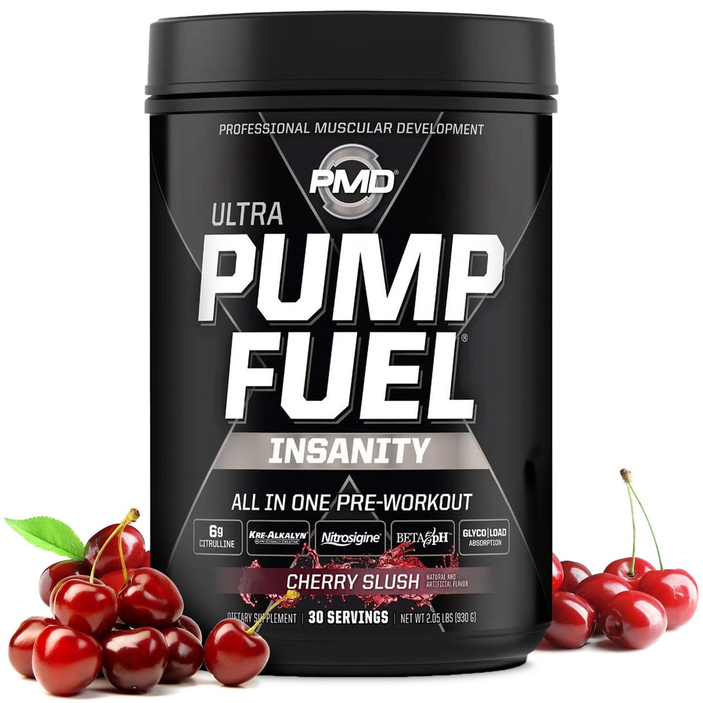 Pompe de sport PMD Combustible Ultra folie - Poudre de pré-entraînement Premium et pompe musculaire, plus de concentration, d'endurance et de récupération, Creatine Premium, Arginine et Beta Alanine - Cerise Slush (30 portions)