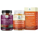 Ensemble de capsules de Berry Hawthorn Extra Strength - Supplément santé cardiaque et protection immunitaire curcumine curcumine - Immune Booster Gummies curcuma pour le soutien articulaire et le soin avancé de la peau