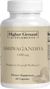 Ashwagandha avec le poivre noir , supplément à base de plantes pour le soulagement du stress, amélioration de l'humeur, système immunitaire, fonction cognitive, règlement hormonal , niveaux de cholestérol , non-OGM , sans gluten 60 capsules