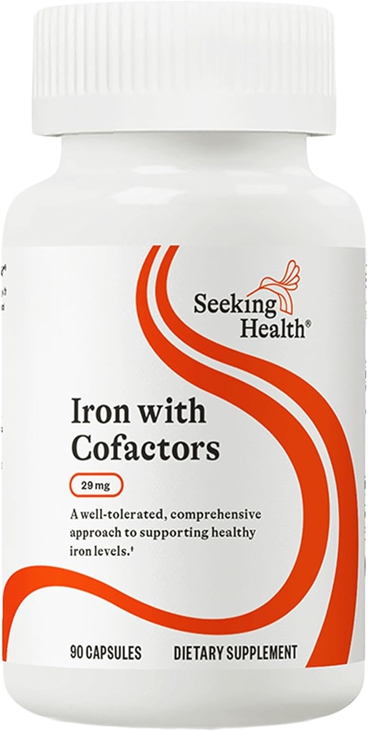 Recherche de fer santé avec cofacteurs, comme Ferrochel Bisglycinate ferreux, Cofacteurs vitamine A et C, Enzymes digestifs pour l'absorption optimale du fer, végétalien et végétarien (90 capsules)*