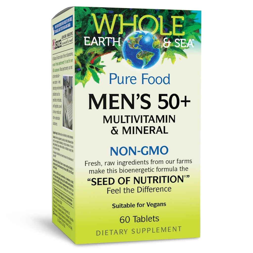 Facteurs naturels, 50+ multivitamines et minéraux pour hommes, 1 portion contient une nutrition équivalente à 1⁄2 lb de légumes, 60 Nombre (paquet de 1)