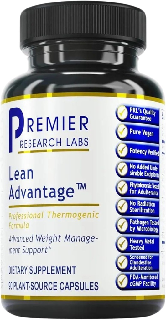 Premier Research Labs Lean Avantage: Extrait de grain de café vert pour perte de poids, Extrait de café vert, pilules de café, Suppresseur d'appétit pour les femmes et les hommes, Supplément de gestion du poids - 90 Capsules