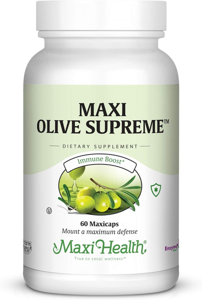 Maxi Health Olive Supreme - Supplément d'extrait de feuille d'olive- Immune Booster - 60 Capsules - Kosher