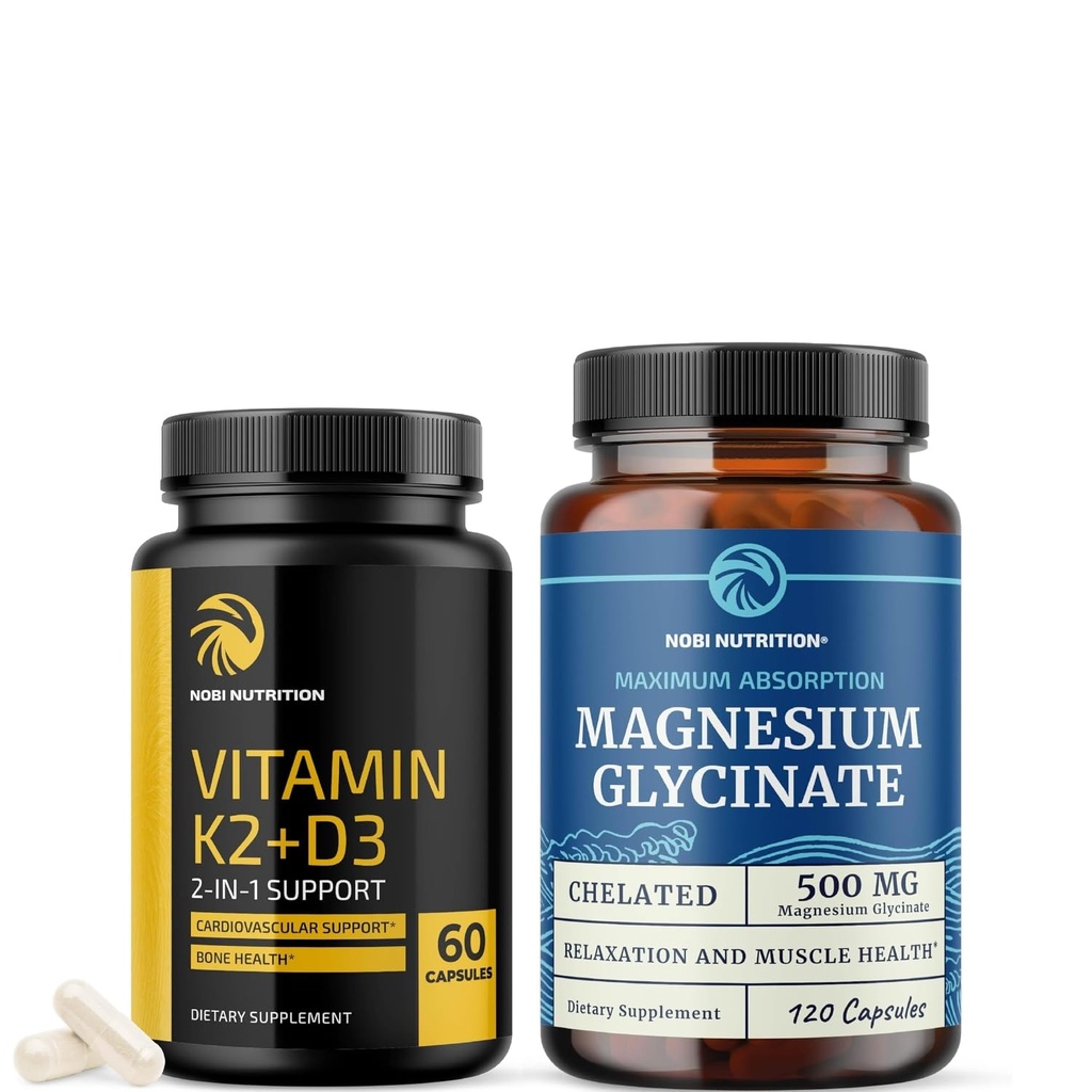 Vitamine D3 K2 et supplément de Glycinate de magnésium.