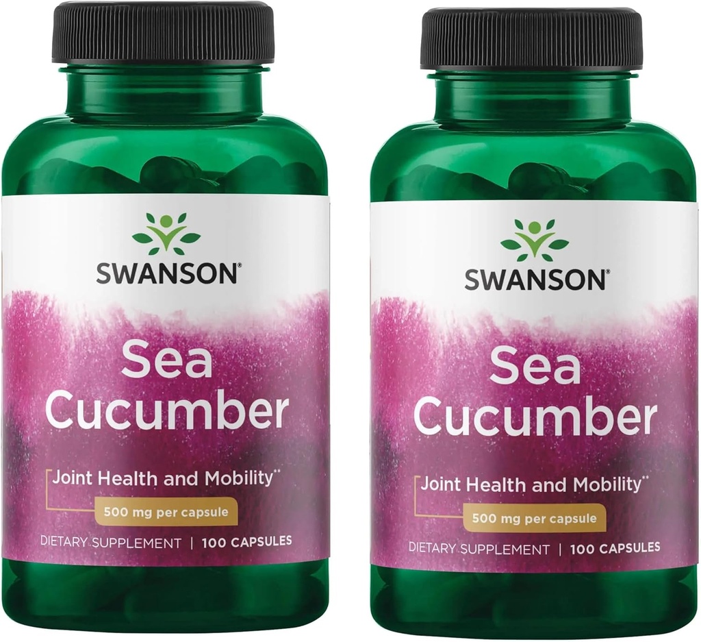 Swanson Sea Cucumber - Supplément naturel Promouvoir le soutien conjoint en matière de santé et de mobilité - Soutient la protection du cartilage et la santé des tissus conjonctifs - (100 capsules, 500mg chacune) (2 pack)