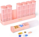 Organisateur hebdomadaire de pilules 3X par jour, boîte à pilules amovibles 7 jours, grand lot de pilules 3 fois par jour, porte-conteneur de pilules de voyage, boîte à pilules pour supplément de vitamine, rose