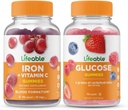 Fer Lifeable avec vitamine C + glucose, Gummies Bundle - Grande dégustation, supplément de vitamine, sans gluten, sans OGM, gummy à croquer