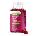 Gommies de collagène Viteey avec Gommies de biotine pour la peau des cheveux et les ongles Vitamines - Suppléments de biotine et de collagène pour les femmes et les hommes - Vegan, sans gluten – 60 Nombre