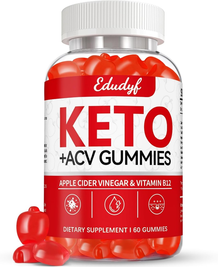 Gummies de vinaigre de cidre de pomme sans gluten et sans gélatine avec B12 pour le support de kéto, végétarien, saveur unique, supplément en bouteille pratique pour les hommes et les femmes