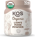 KOS Bio Lion's Mane Powder - Nootropic Superfood naturel - Champignon fonctionnel végétalien, base végétale, certifié USDA, sans OGM, sans soja et sans gluten - 104 portions