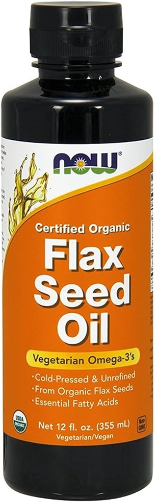 Flax Seed Oil 12 Oz ( Certified Organic Non GE ) - NOW Foods