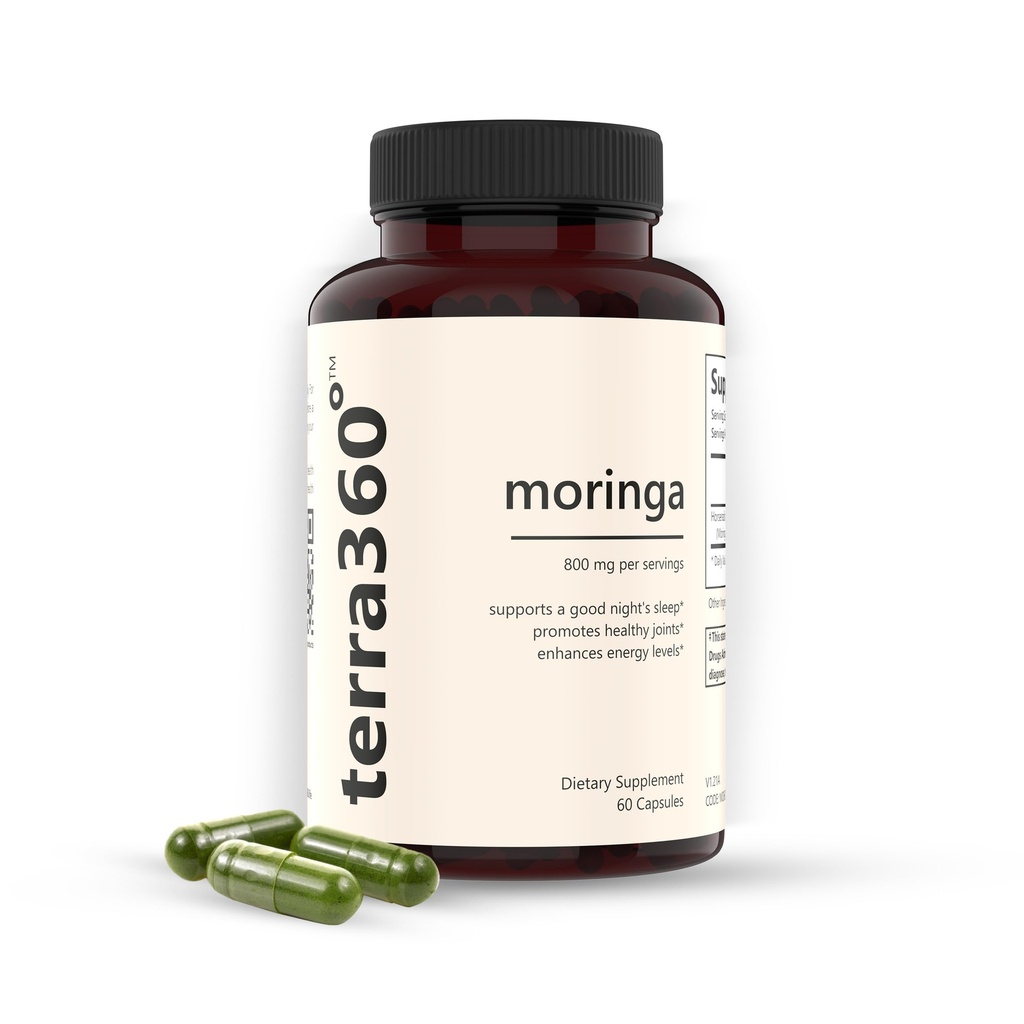 Moringa Capsules 800 mg - 60 Capsules, Moringa Pure Capsules, Powerful Green Superfood, Sans gluten, Non-OGM, Énergie, Peau, Immune & Gut Health, Fabriqué aux États-Unis
