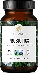 Truvani Probiotic Supplement $ 30 portions $ 15 milliards CFU $ 15 différentes souches pour le soutien de la santé digestive, immunitaire et cérébrale
