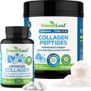 ForestLeaf Collagen Supplements Bundle - 2-en-1 Peptides de collagène hydrolysés Poudre et pilules de collagène - Collagène de viande bovine pour les femmes et le collagène pour les hommes