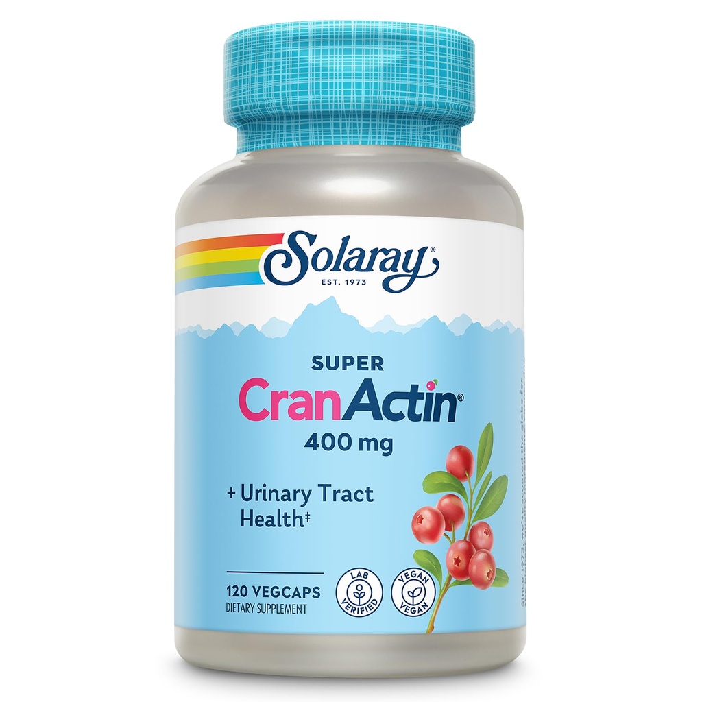 SOLARAY Super CranActin Extrait de canneberge 400mg Healthy Urinary Tract Support avec des vitamines ajoutées