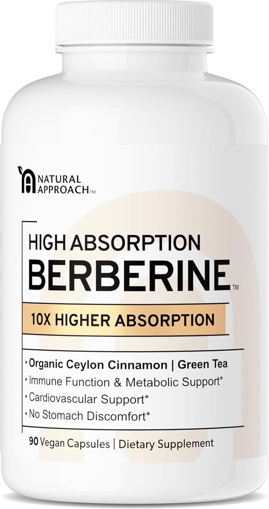 High Absorption Berberine Phytosome - 10X More Bioavailable | Metabolic Support for Women & Men | Ceylon Cinnamon + Green Tea Extract | Berberis Aristata Supplement | 90 Capsules