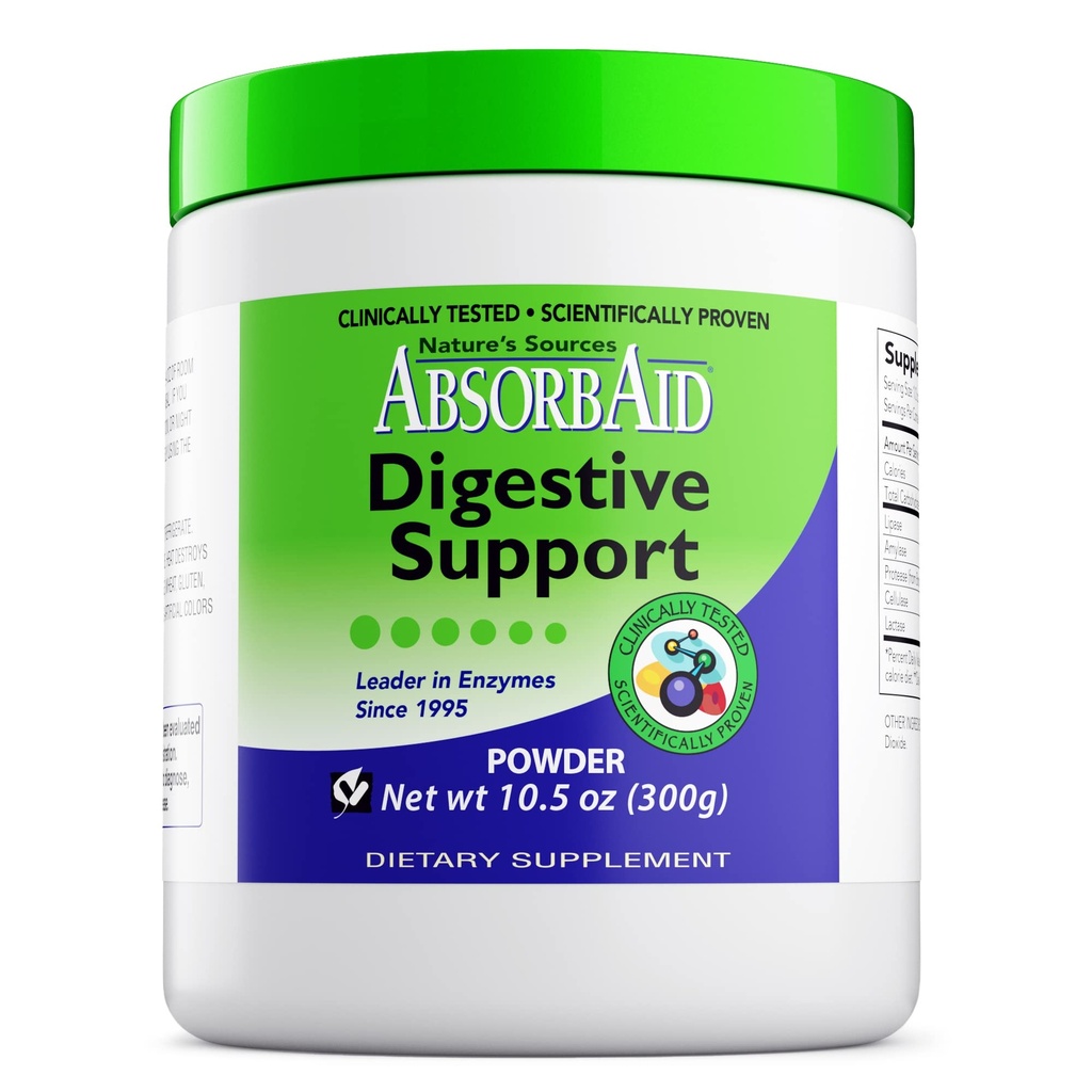 Enzymes digestifs AbsorbAid 300 grammes, prouvés pour augmenter l'absorption vitale de nutriments jusqu'à 71%
