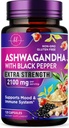 Ashwagandha 2 100 mg - Suppléments Ashwagandha pour les femmes dans les capsules de Veggie avec extrait de poudre et de racine, poivre noir pour haute absorption, à base végétale, non-OGM, mis en bouteille aux États-Unis - 120 capsules de Veggie