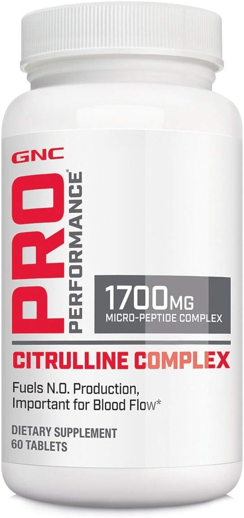 GNC Pro Performance Citrulline Complex 1700mg, 60 comprimés, combustibles Production d'oxyde nitrique pour un flux sanguin sain