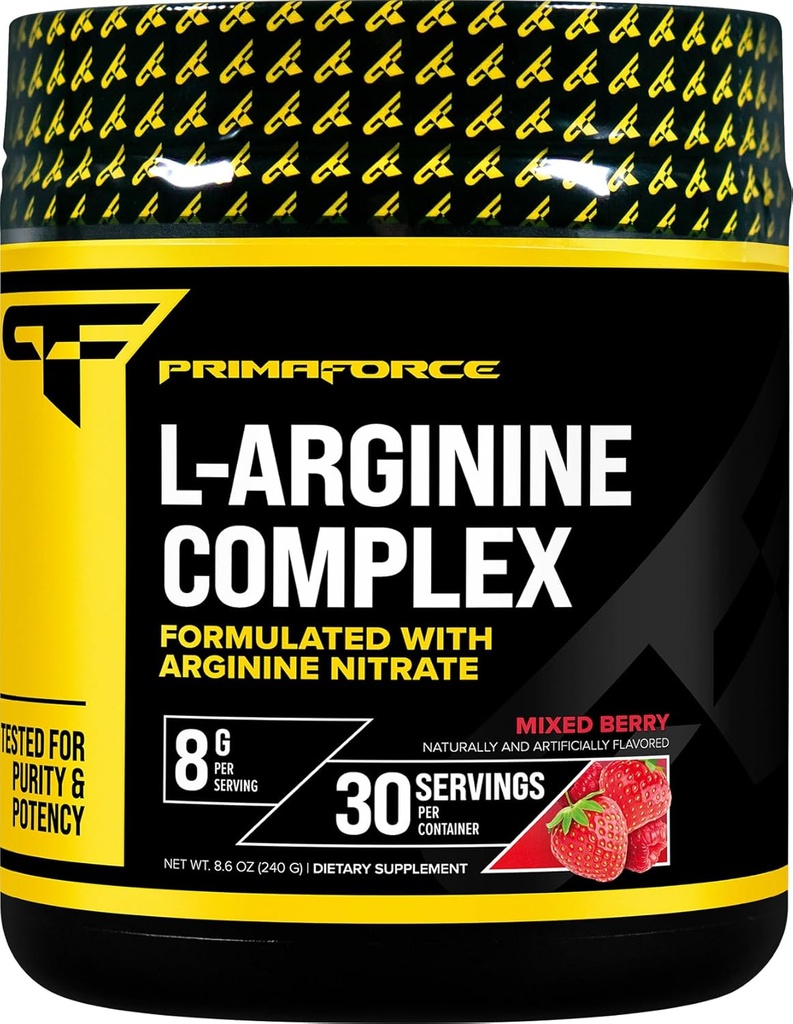 Poudre complexe Primaforce L-Arginine (30 portions par bouteille) Supplément puissant pour la construction de protéines pour des gains maximums