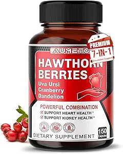 7 en 1 Ultra Hawthorn Berry avec Uva Ursi Dandelion Cranberry Apple Cider Vinegar - Heart, Kinney Health Support