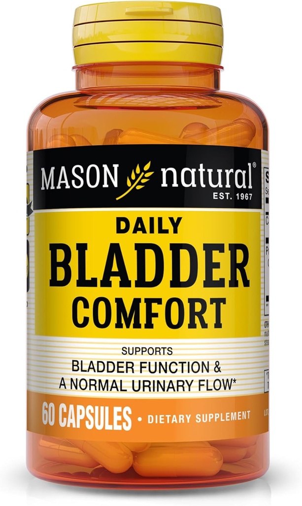 MASON NATURAL Daily Bladder Confort, 30 jours d'approvisionnement avec Calcium, Graine de citrouille et Soja Germ pour soutenir la fonction normale Bladder