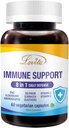 Lovita Immune Support 8 en 1, Elderberry with Zinc and Vitamine C, Vitamine D, Sélénium & Echinacea, Andrographis, Sibérie Ginseng - Supplément pour booster Immune, 60 Capsules végétariennes