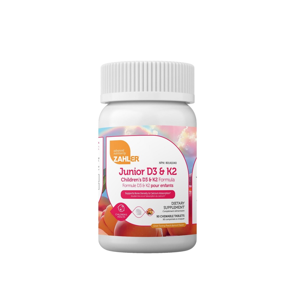Zahler - Comprimés de vitamine D3 junior + K2 à croquer pour les enfants.