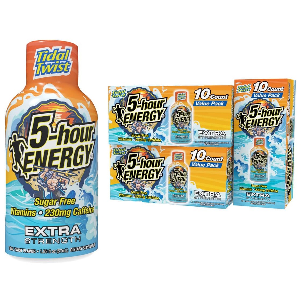 5 heures ENERGY Extra Strength Energy Shot, Tidal Twist (1.93 oz., 30 Count), Zéro Calories et sans sucre 230 mg Caffeinated Energy Shot, Amino Acids & B Vitamines, compléments alimentaires, , Pina-Colada Flavor