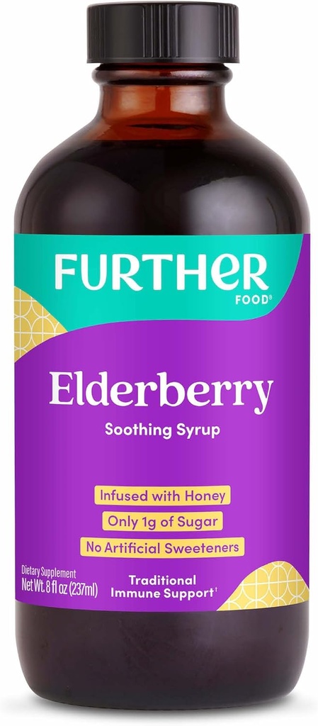 Autres aliments Syrup Elderberry pour Immune Support, Sambucus Elderberry Supplément, Daily Herbal Immune System Support pour les enfants et les adultes, sans gluten (8 fl oz de Syrup apaisant Elderberry)