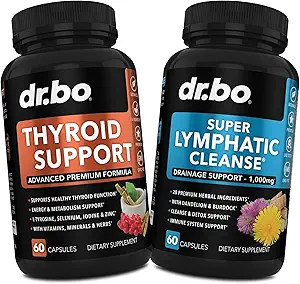 Support thyroïde et compléments de drainage lymphatiques - Supplément thyroïde complexe Vitamine et soutien lymphatique Produits de nettoyage à base de plantes avec Echinacea - Drainage du système de nettoyage des ganglions lymphatiques
