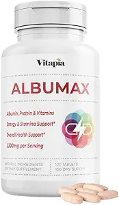 Supplément d'albumine avec complexe de vitamine B, acides aminés, poudre de protéines blanche et blanche d'oeuf - énergie, stamina, immunitaire, bien-être - 120 comprimés, non-OGM, sans gluten