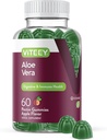 Viteey Aloe Vera Gummies pour les adultes - 50mg - Aides à la digestion et à la santé immunitaire - Supplément Aloe Vera - Vegan, sans gélatine, sans gluten, sans OGM, sans framboise croustillante goûtée