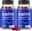 NutraChamps Gummies calmes, supplément de gommes de stress avec Ashwagandha, L-Theanine, GABA, vitamine B6 et baume de citron, 90 Gummies (paquet de 2)