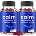 NutraChamps Gummies calmes, supplément de gommes de stress avec Ashwagandha, L-Theanine, GABA, vitamine B6 et baume de citron, 90 Gummies (paquet de 2)