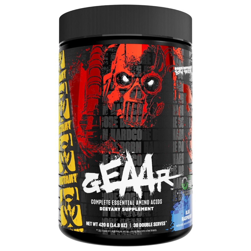 GEAAR mutant - 9,4g de poudre EAA + Arginine, 7g BCAAs, 4g Leucine, Electrolytes, Eau de coco, 30 portions - Blue Raspberry