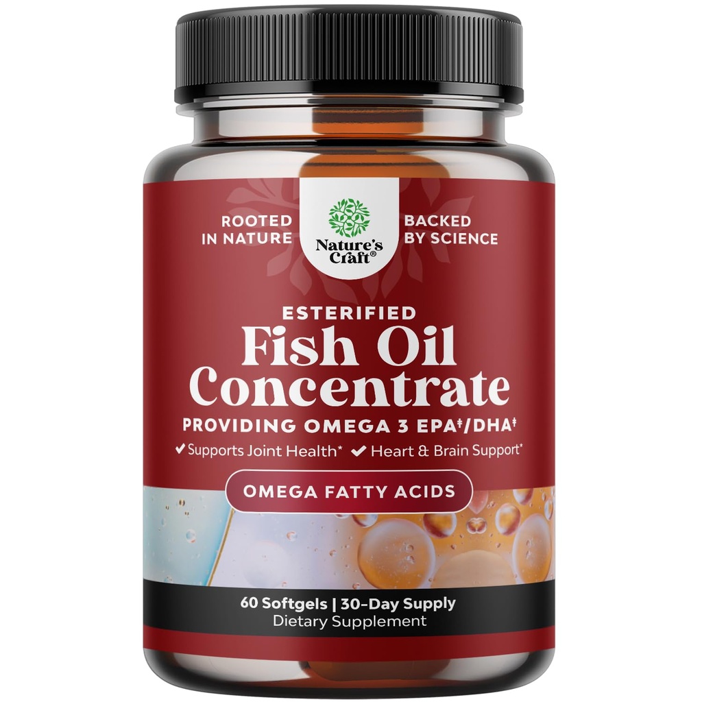 Supplément à l'huile de poisson Omega 3 - EPA DHA Supplément à l'huile de poisson Omega 3 avec des vitamines du cerveau amplificateur - Sans Burpless 2000 mg par portion pour le soutien du foie boosteur d'humeur et le soutien du SPM