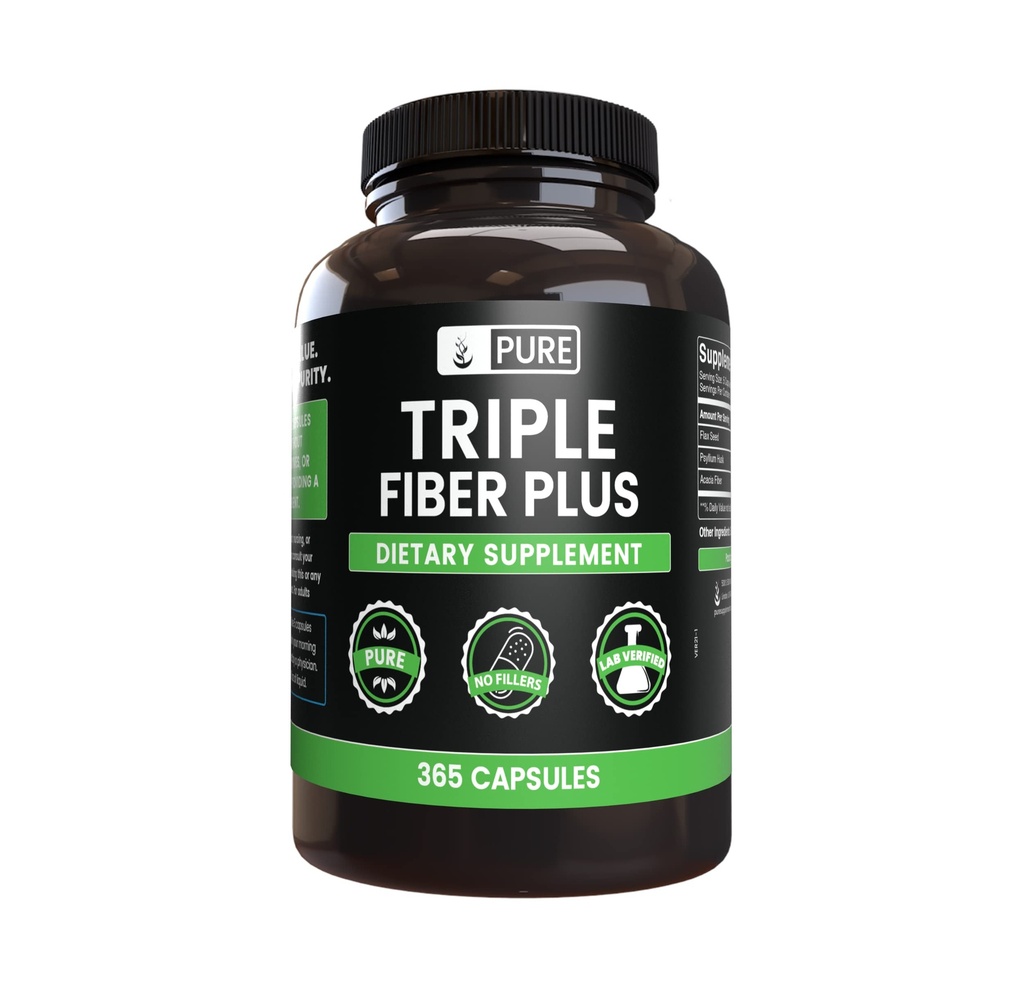 Pure Original Ingredients Triple Fiber (365 Capsules) No Magnesium Or Rice Fillers, Always Pure, Lab Verified
