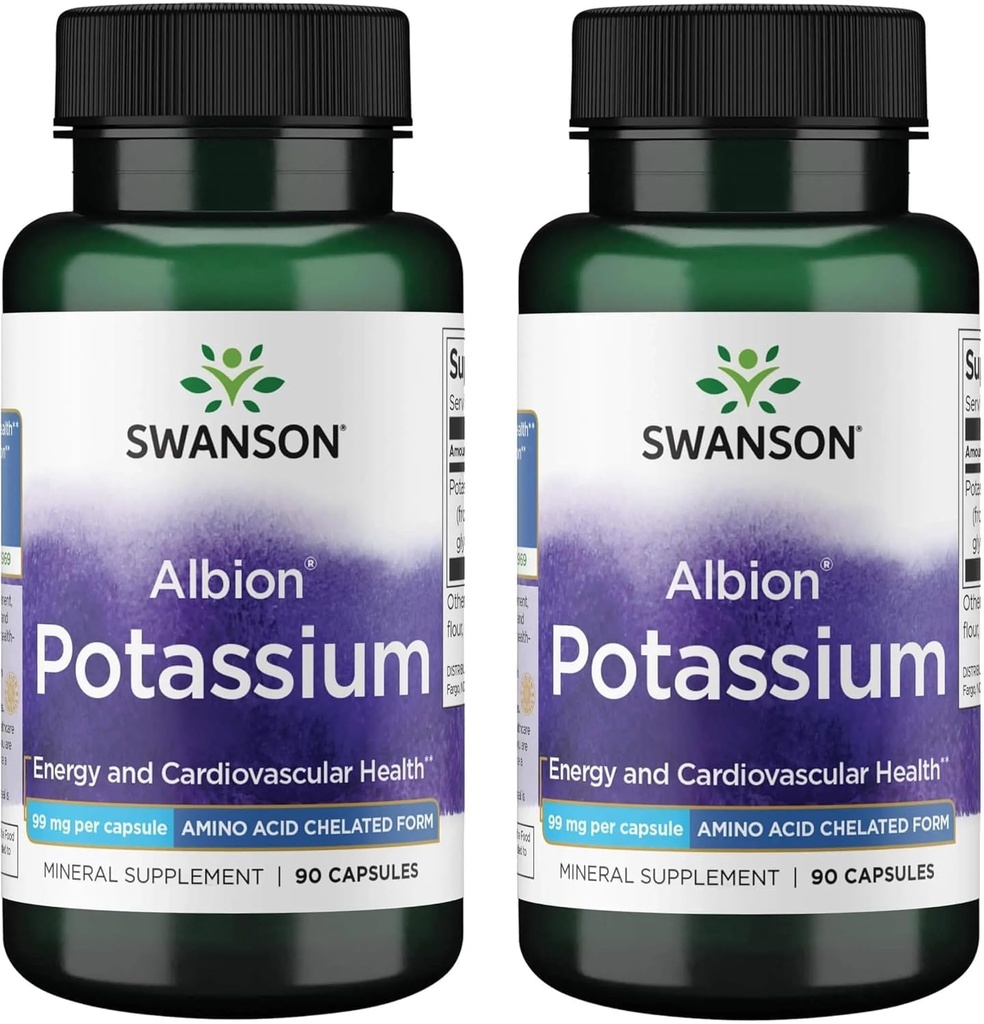 Swanson Albion Potassium complexe 99 Milligrammes 90 Capsules - (2 Pack)