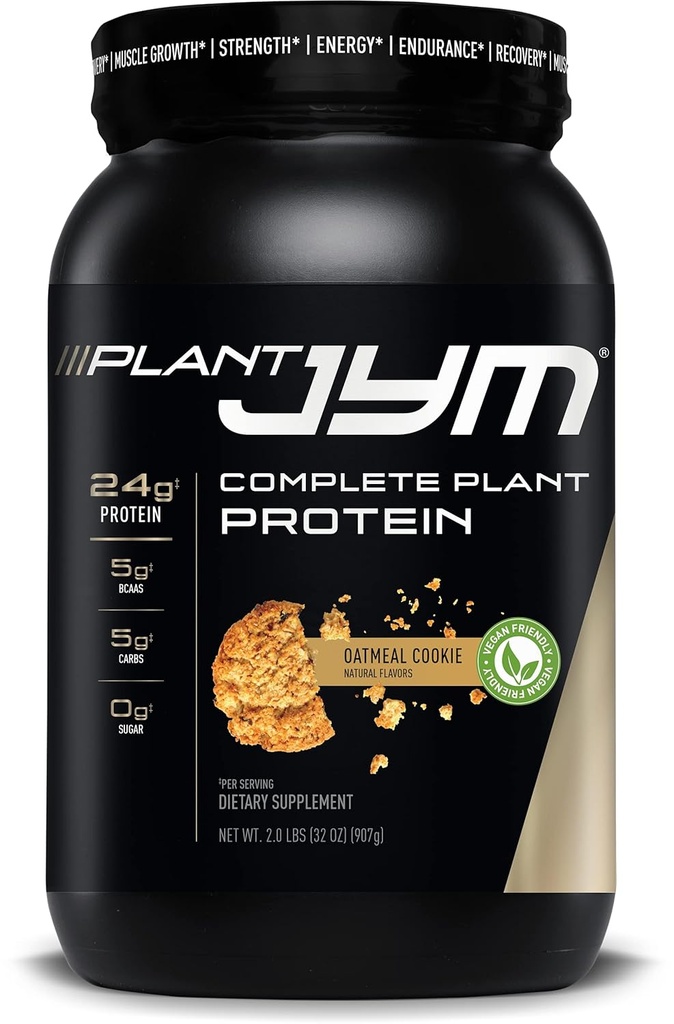 Plant JYM Oatmeal Cookie Gourmet Sans protéines végétales pour la récupération, 5g BCAA, Sans lactose, Sans gluten pour les hommes et les femmes 2lbs