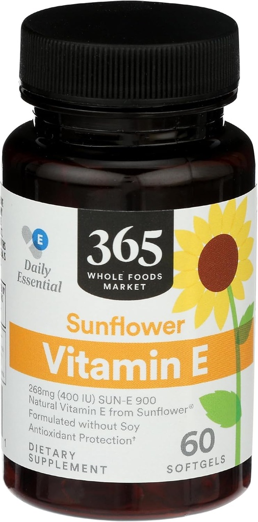 365 par Marché des aliments entiers, Vitamine E de tournesol, 60 ct