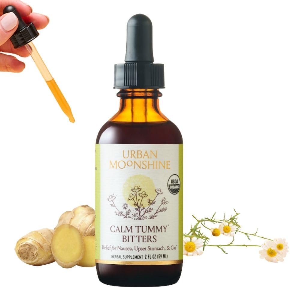 Urban Moonshine Calm Tummy Bitters - certifié biologique - Relief for Nausea & Upset Stomach* - Bloating Relief* - Soothes Digestion* - Digestive Bitters - Supplément à base de plantes sans gluten - 2 Fl Oz