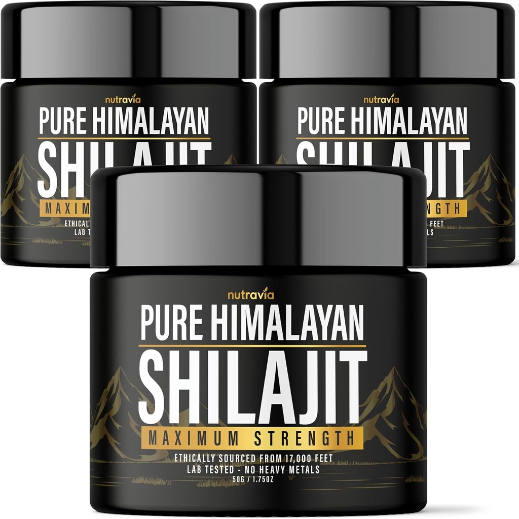 (3 Pack) Shilajit Pure Himalayan Bio Resine - Natural Authentic Lab Tested Formula for Men, Women - No Heavy Metals - 600mg Max Strength with 85+ Trace Minerals Golden Grade Shilajit Supplément
