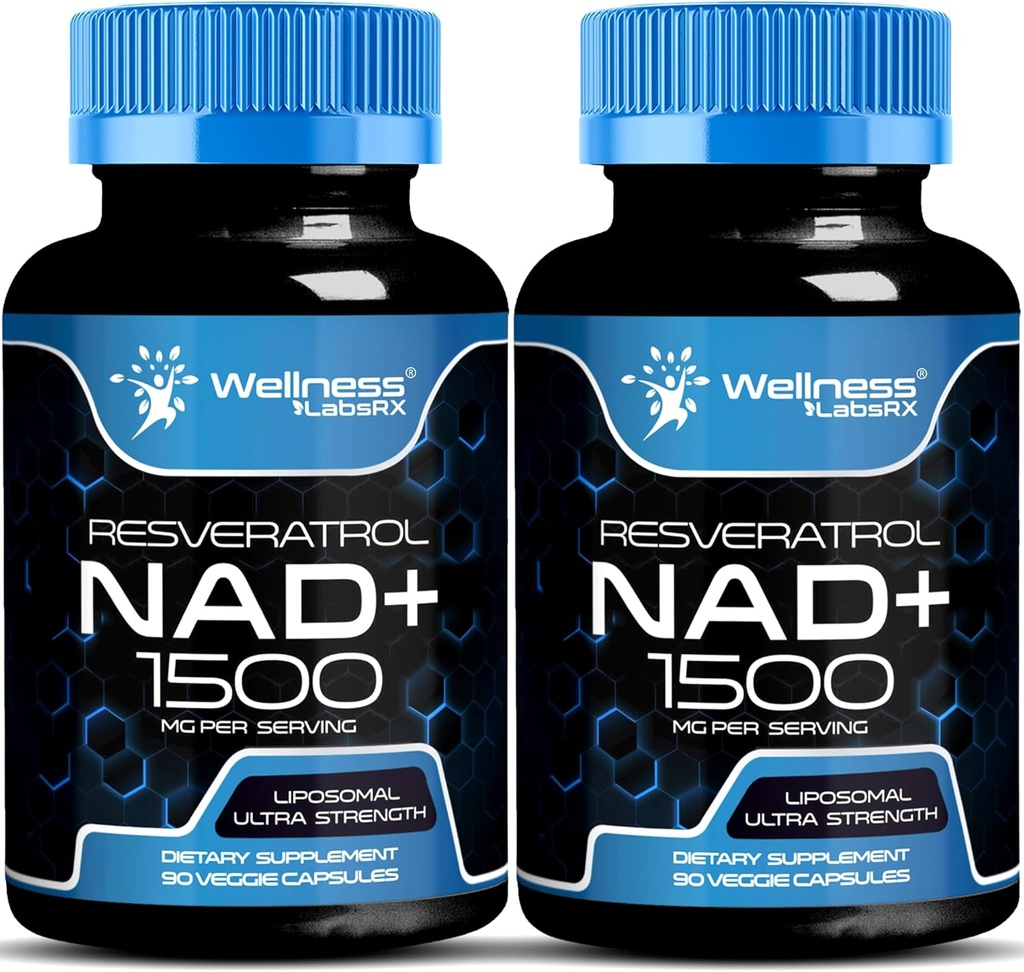 WELLNESS LABSRX NAD Supplement, 1500mg - Liposomal NAD+ Supplement with Resveratrol, NAD Plus Boosting - Support Cellular Health, Stamina & Healthy Aging - Ultra Strength Capsules, USA Made - 2 Pack