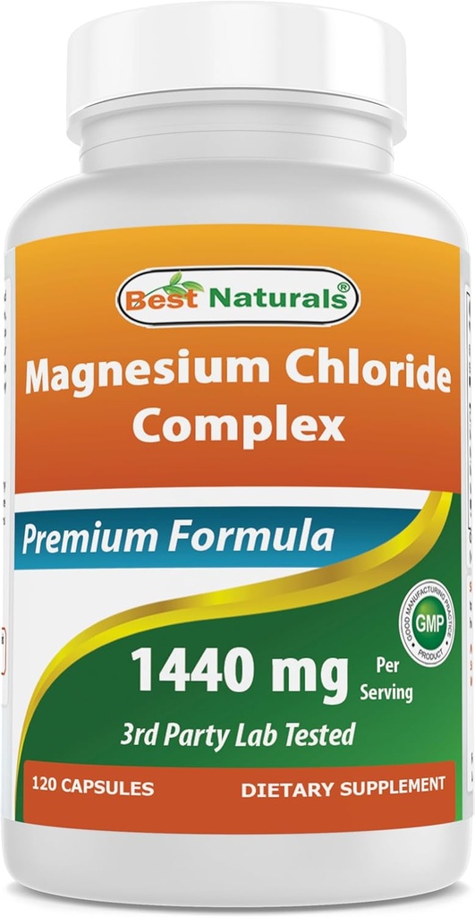 Meilleures naturelles Chlorure de magnésium (Cloruro De Magnesio) Complexe 1440 mg par portion - 120 Capsules