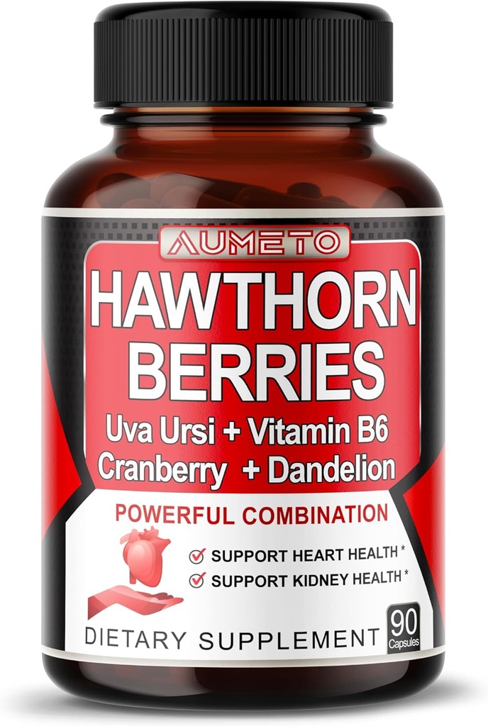 7 en 1 Ultra Hawthorn Berry avec Uva Ursi Dandelion Cranberry Apple Cider Vinegar - Heart, Kinney Health Support