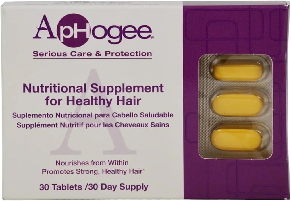 Supplément de vitamine ApHogee pour cheveux sains 30 comprimés