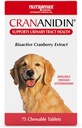 Nutramax Laboratoires Crananidin Extrait de canneberge Supplément de santé urinaire pour chiens, 75 comprimés à croquer