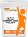 BulkSupplements.com Poudre NAD - Dinucléotide d'adénine de Nicotinamide, Supplément NAD 500mg - pour le soutien énergétique, sans pur et sans gluten, 500mg par portion, 50g (1,8 oz) (paquet de 1)