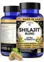 Lunakai USA Capsules de Shilajit Pure avec Ashwagandha, Rhodiola et Cordyceps - Extra Strength Shilajit Extrait pour hommes et femmes, 60ct